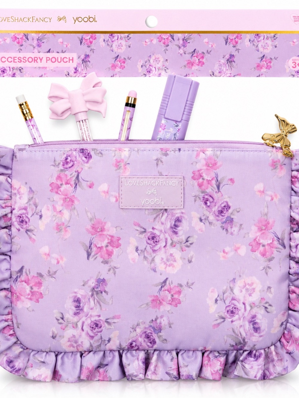 LoveShackFancy Yoobi Happy Thoughts Ruffle Accessory Pencil Pouch